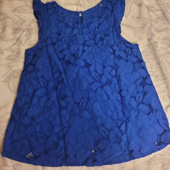 Monteau Blue Lace Tank Top - Picture 2 of 4